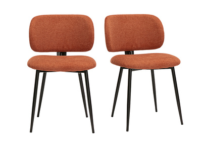 Stühle aus Stoff mit strukturiertem Samteffekt in gebrannter Erde und Schwarzem Metall (2er-Set) ATRIUM