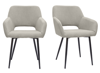 Stühle aus taupefarbenem Cordstoff und schwarzem Metall (2er-Set) LAURETTE