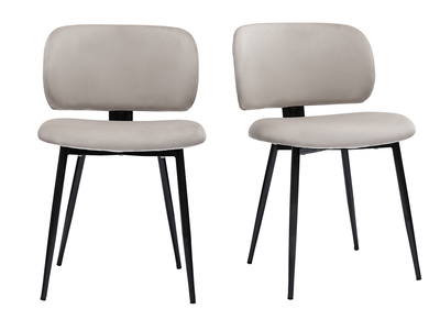 Stühle aus taupefarbenem Samt und schwarzem Metall (2er-Set) ATRIUM