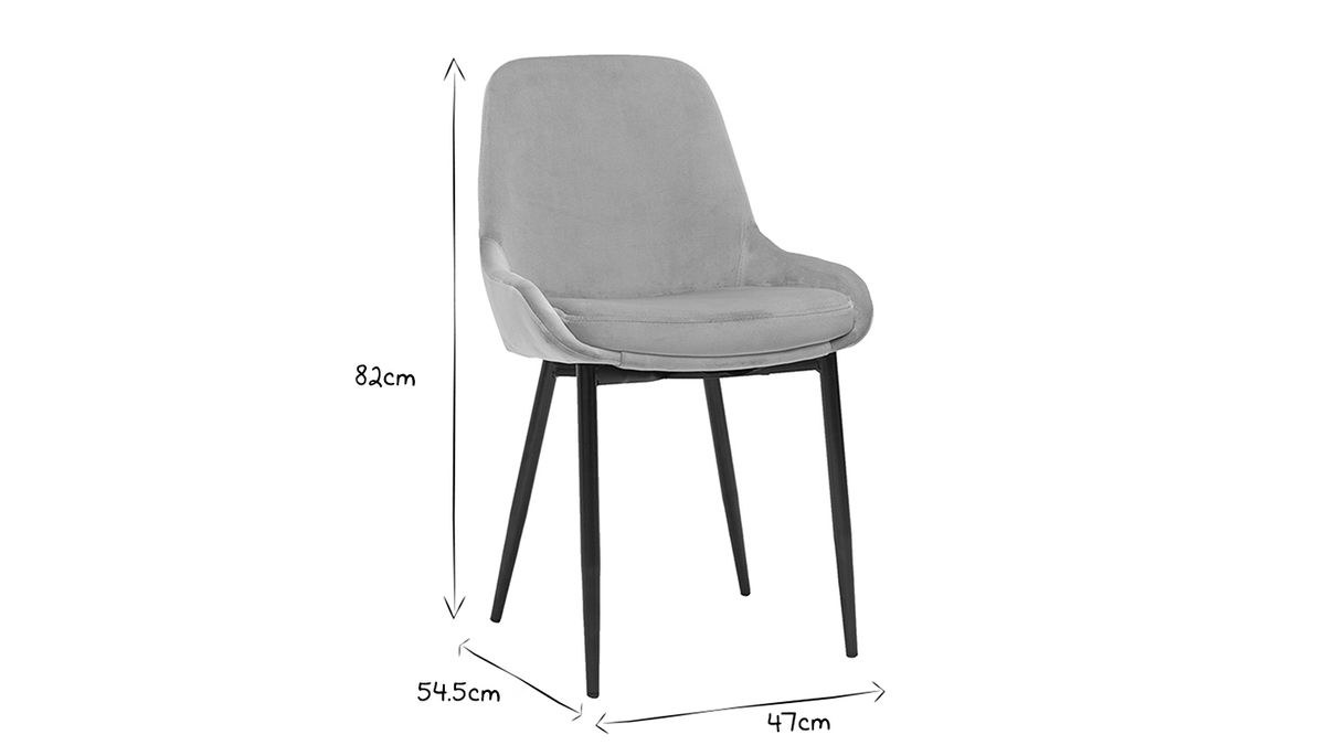 Stühle aus taupefarbenem Samt und schwarzem Metall (2er-Set) HOLO
