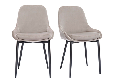 Stühle aus taupefarbenem Samt und schwarzem Metall (2er-Set) HOLO