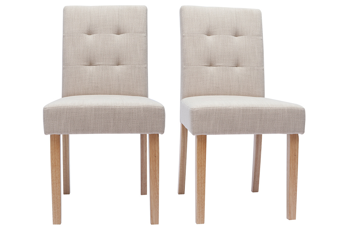 Sthle gepolstert aus naturbeigem Stoff und Holz im 2er-Set ESTER
