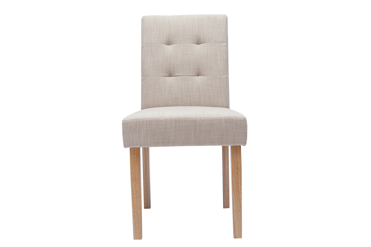 Sthle gepolstert aus naturbeigem Stoff und Holz im 2er-Set ESTER