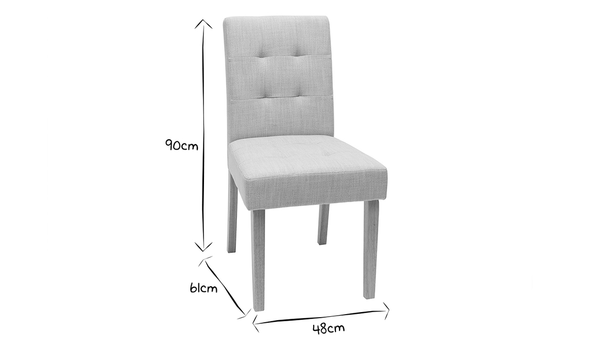 Stühle gepolstert aus naturbeigem Stoff und Holz im 2er-Set ESTER