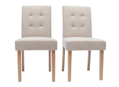 Stühle gepolstert aus naturbeigem Stoff und Holz im 2er-Set ESTER