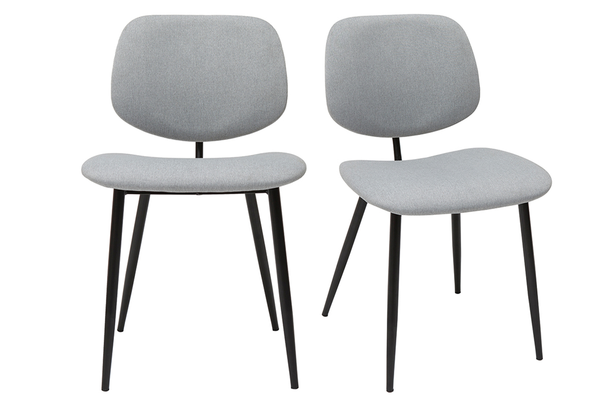 Sthle hellgrauer Stoff und schwarzes Metall (2er-Set) TOBIAS