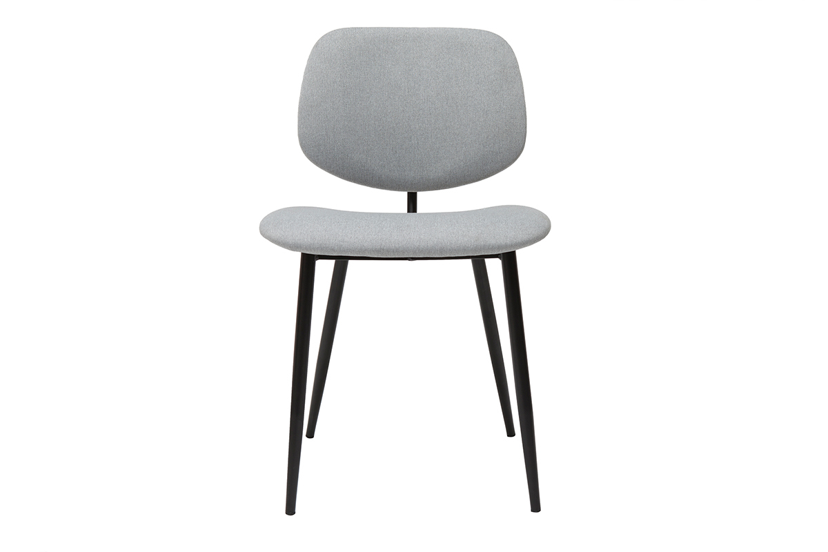 Sthle hellgrauer Stoff und schwarzes Metall (2er-Set) TOBIAS