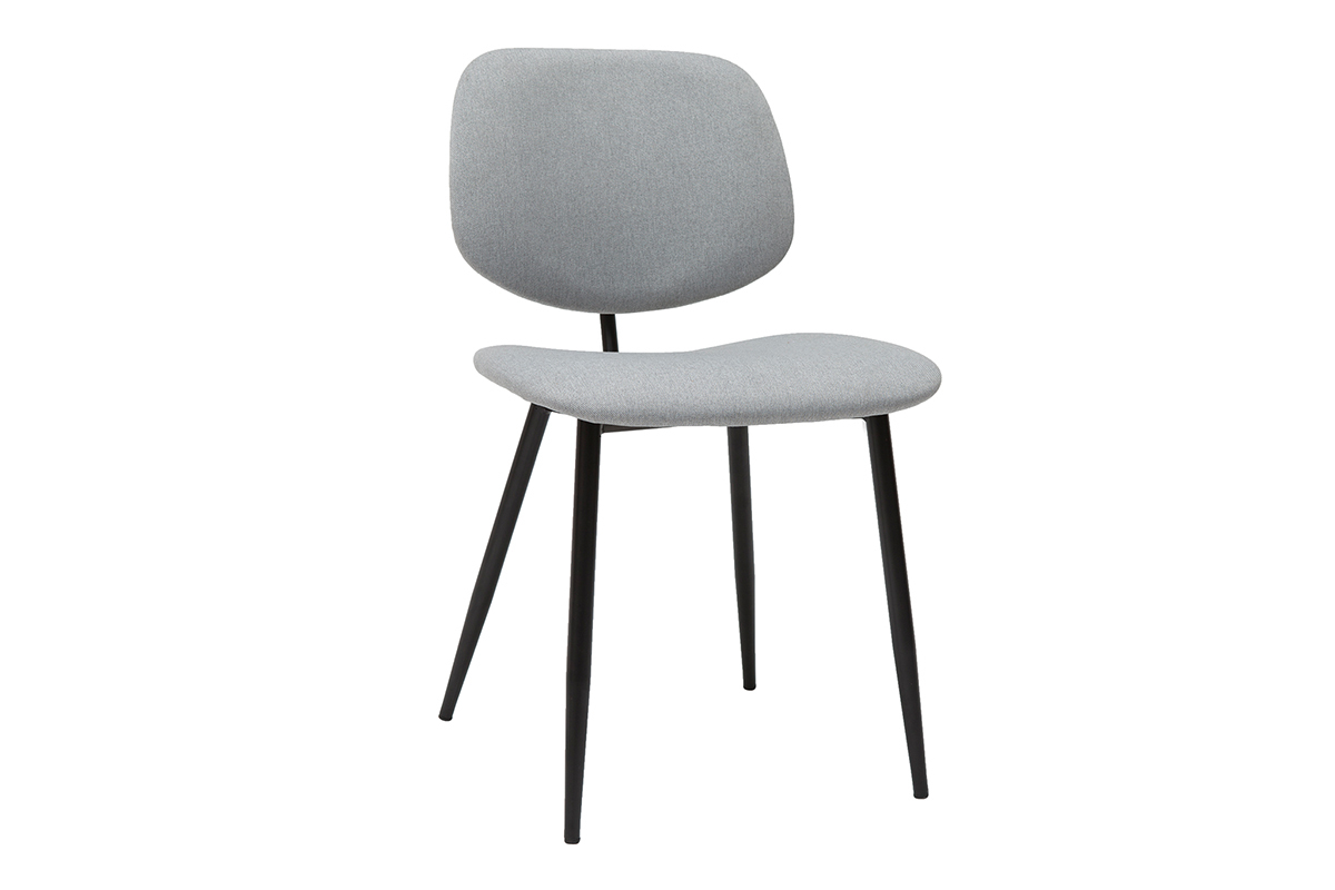 Sthle hellgrauer Stoff und schwarzes Metall (2er-Set) TOBIAS