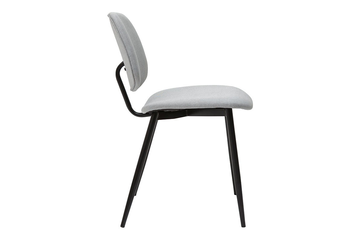 Sthle hellgrauer Stoff und schwarzes Metall (2er-Set) TOBIAS