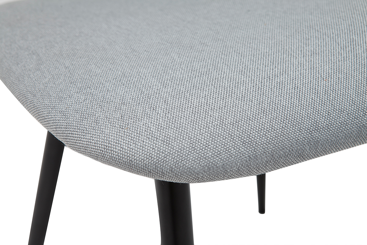 Sthle hellgrauer Stoff und schwarzes Metall (2er-Set) TOBIAS