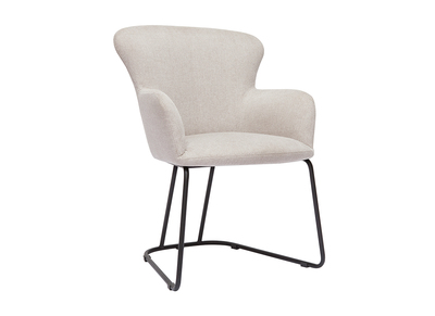 Stuhle im beigen Samtdesign mit schwarzem Metallfuß BRITT