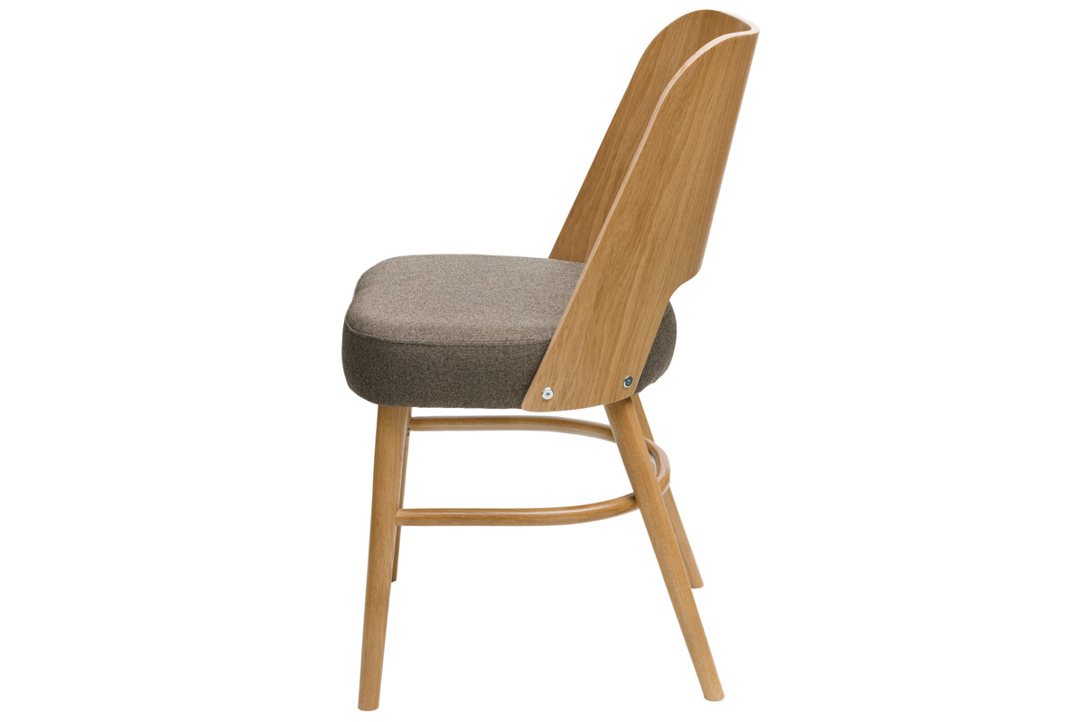 Sthle im Eichen-Vintage und Sitzflche aus braunem Stoff (2er-Set) EDITO