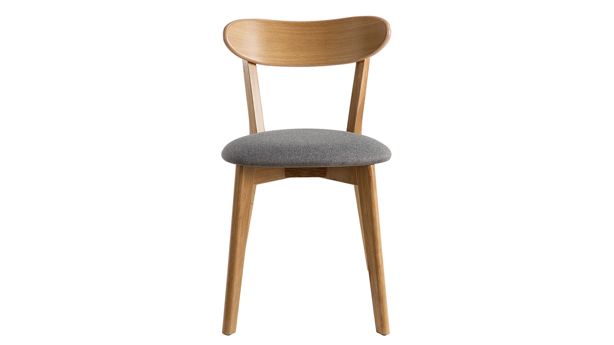 Stühle im Eichen-Vintage und Sitzfläche aus grauem Chiné (2er-Set) DOVE