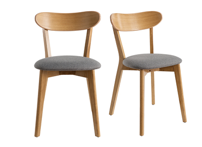 Stühle im Eichen-Vintage und Sitzfläche aus grauem Chiné (2er-Set) DOVE