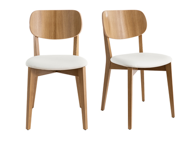Stühle im Eichen-Vintage und weiße Sitzfläche (2er-Set) LUCIA
