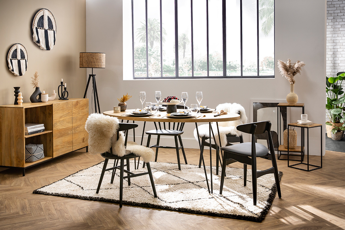Sthle im Gitter-Design mattschwarz (2er-Set) DARIA