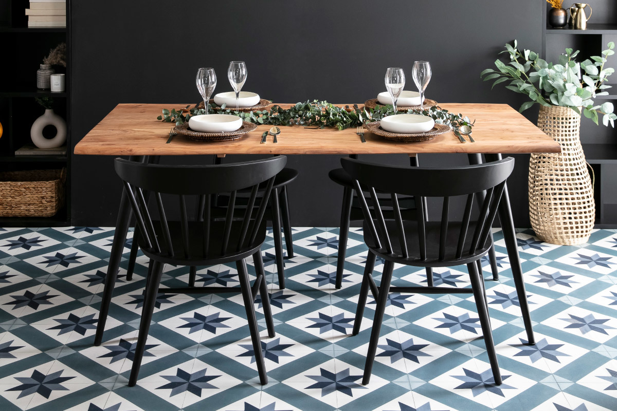 Sthle im Gitter-Design mattschwarz (2er-Set) DARIA
