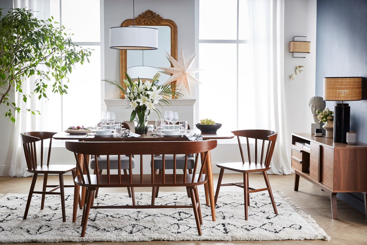 Sthle im Gitter-Design Walnuss-Finish (2er-Set) DARIA