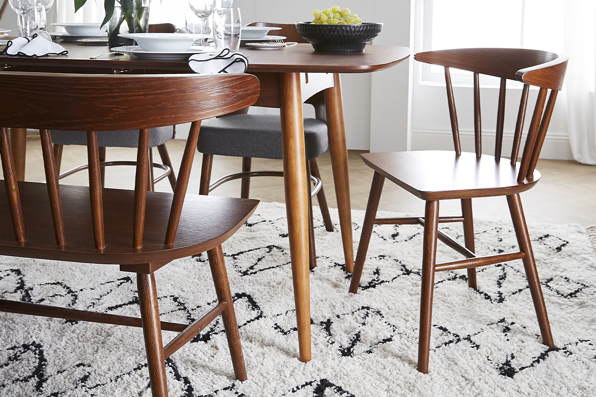Sthle im Gitter-Design Walnuss-Finish (2er-Set) DARIA