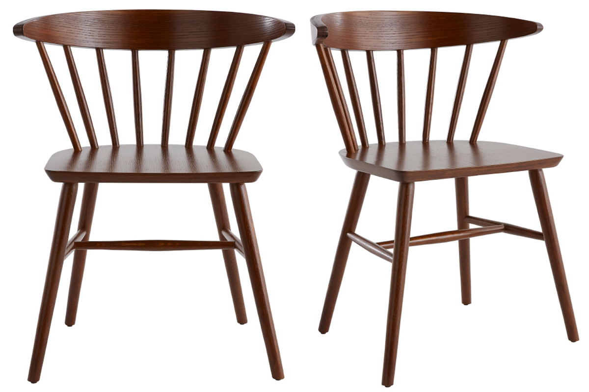 Sthle im Gitter-Design Walnuss-Finish (2er-Set) DARIA