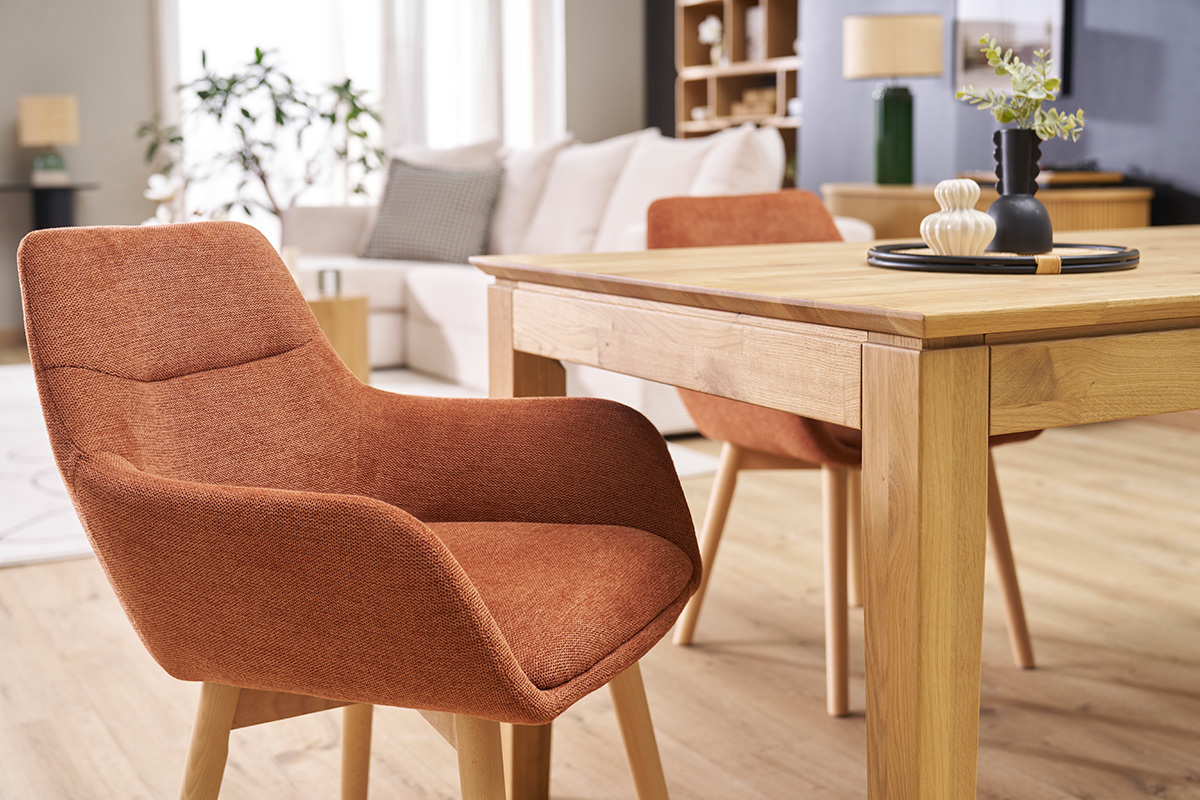 St�hle in verbrannter Erde Textur Samtoptik und hellem Holz (2er Set) ALESS