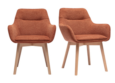 Stühle in verbrannter Erde Textur Samtoptik und hellem Holz (2er Set) ALESS