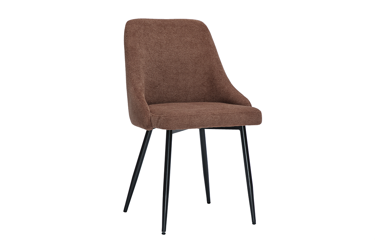 Sthle in verbrannter Erde texturiertem Samteffekt und schwarzem Metall (2er Set) HASTA