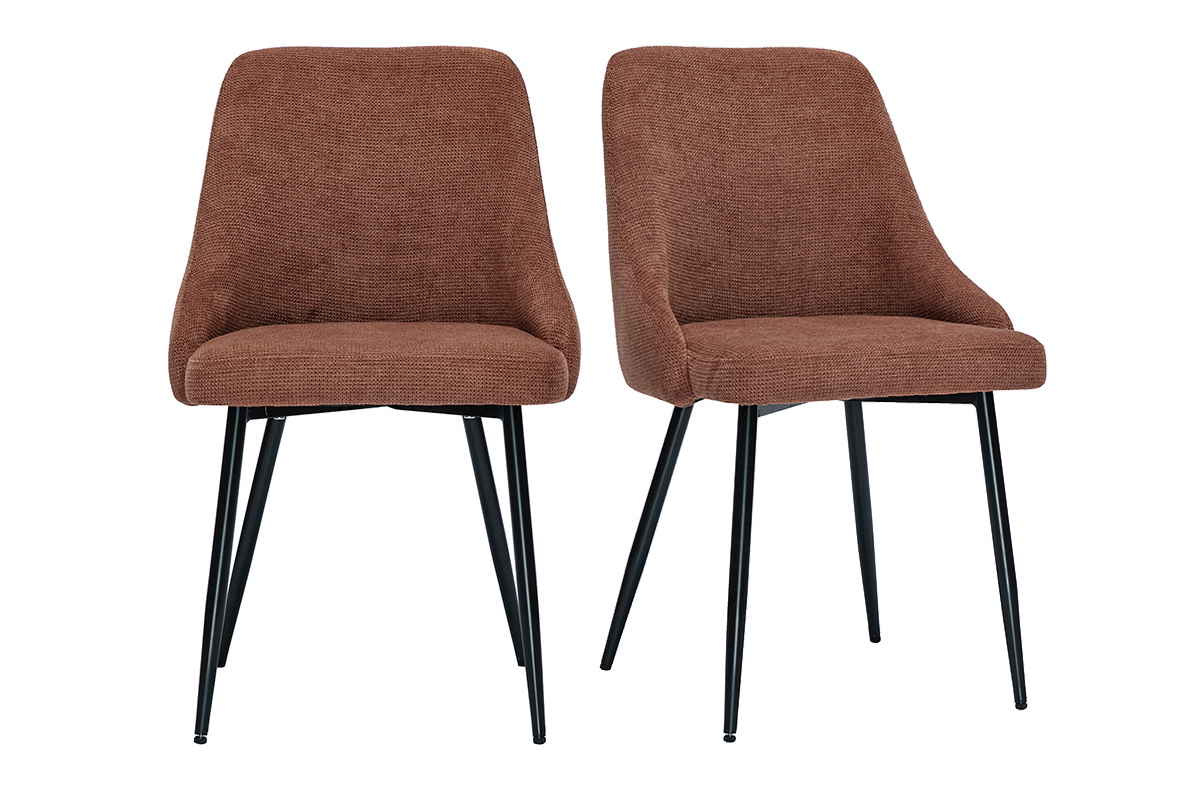 Sthle in verbrannter Erde texturiertem Samteffekt und schwarzem Metall (2er Set) HASTA