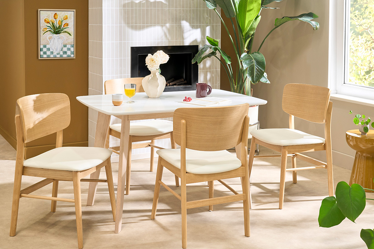 St�hle in Wei� und hellem Holz (2er-Set) SHELDON