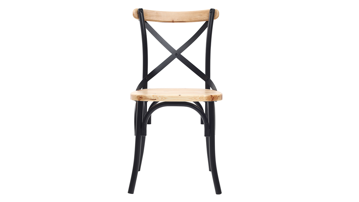 Stühle Industrie-Stil schwarzes Metall und Holz (2er-Set) JAKE