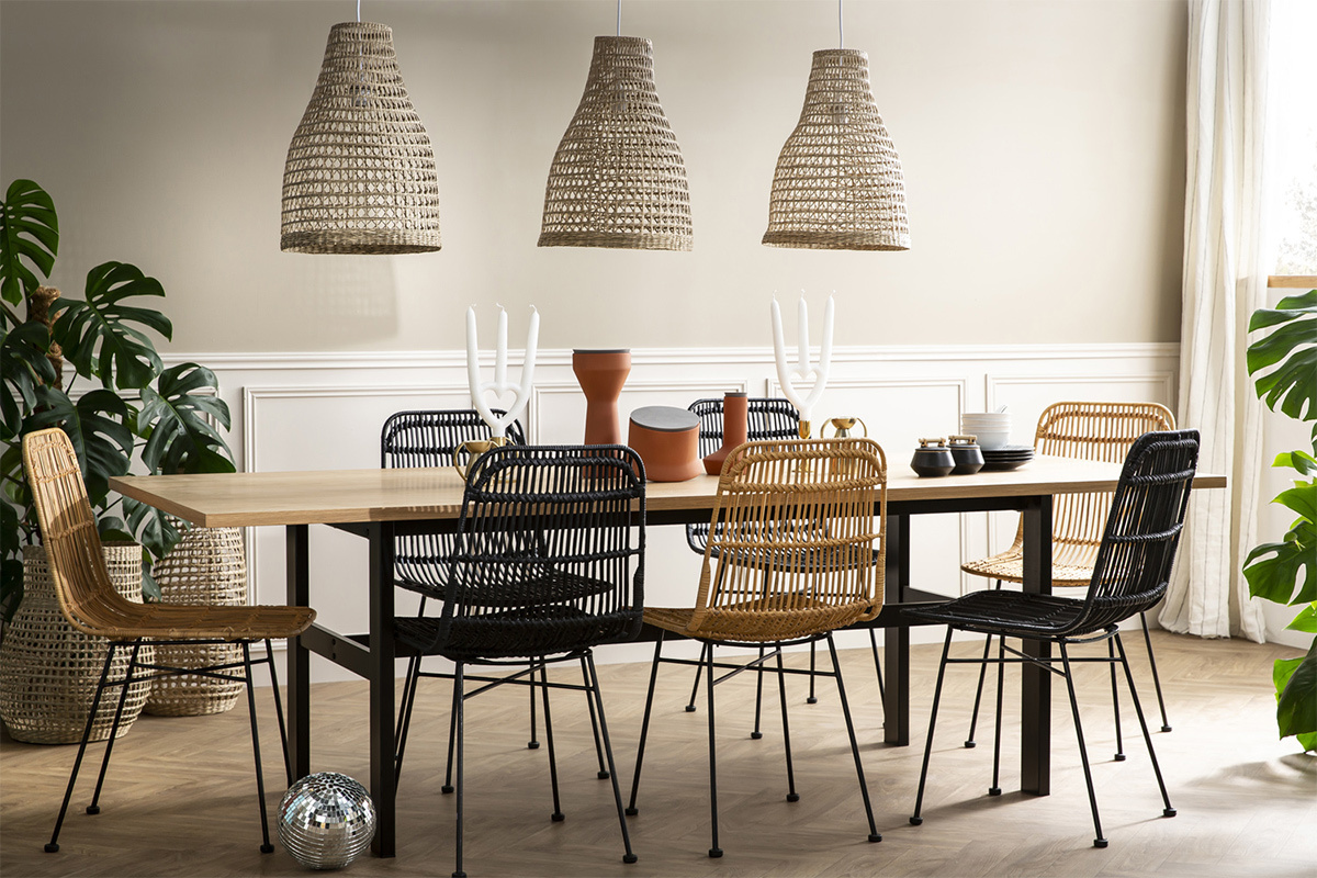 Sthle Rattan Natur schwarz lackiert 2 Stk. MALACCA