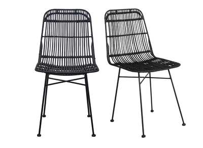 St&uuml;hle Rattan Natur schwarz lackiert 2 Stk. MALACCA