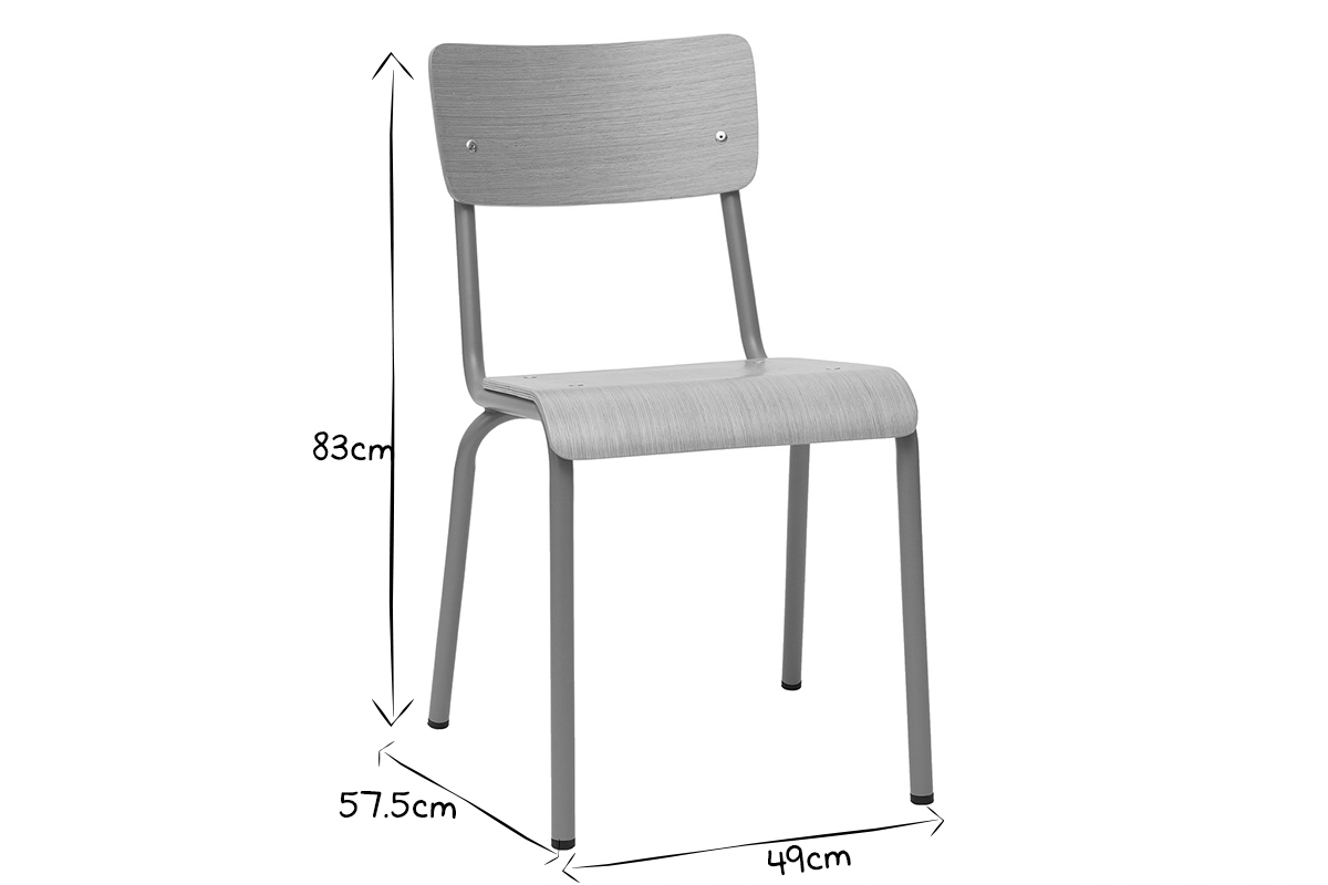 St�hle Schulstuhl-Look stapelbar Metall Gr�nblau und helles Holz (2er-Set) SCHOOL