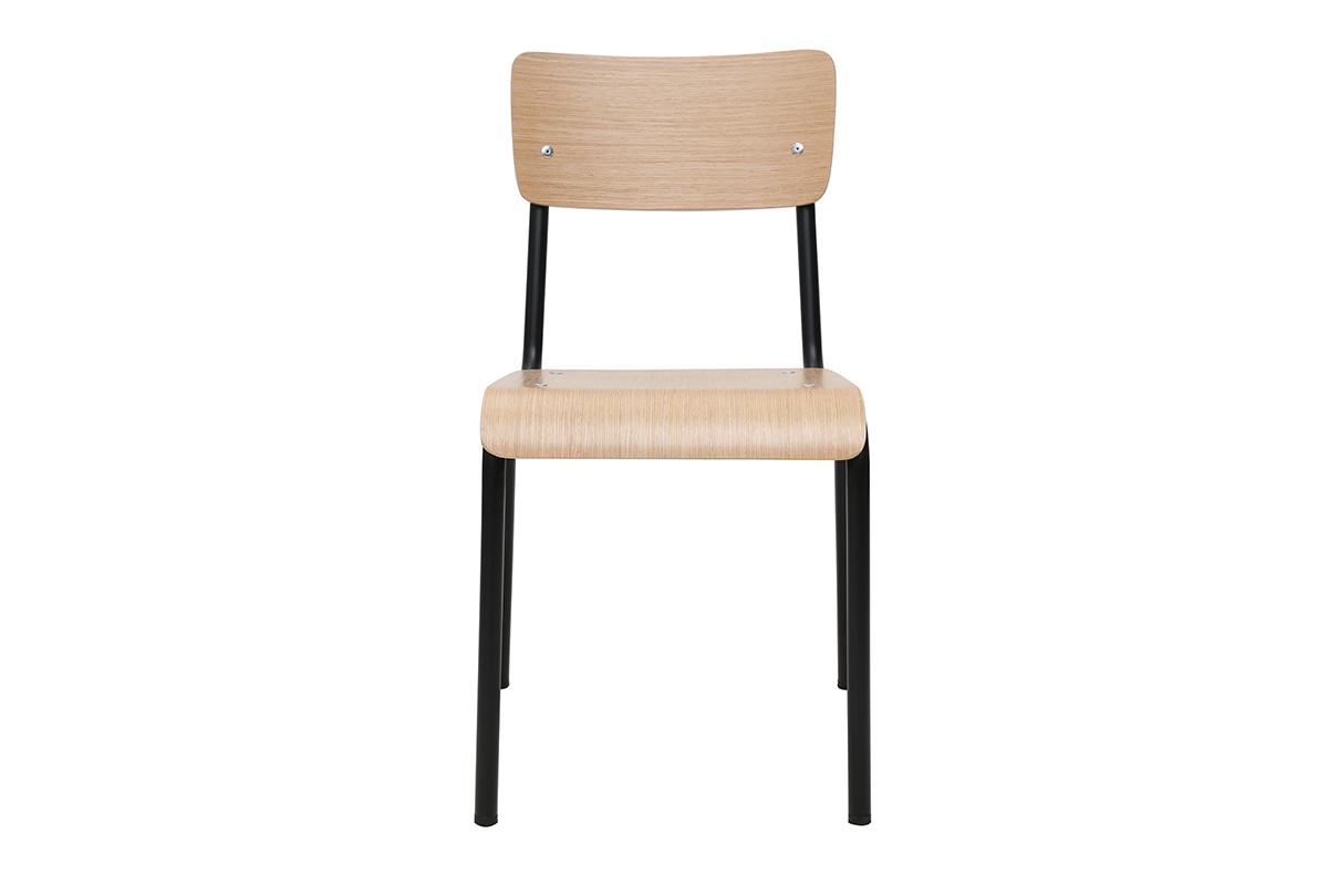 Sthle Schulstuhl-Look stapelbar Metall Schwarz und helles Holz (2er-Set) SCHOOL