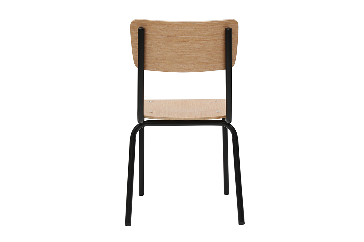 Sthle Schulstuhl-Look stapelbar Metall Schwarz und helles Holz (2er-Set) SCHOOL