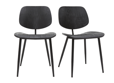 Stühle schwarzes Holz und schwarzes Metall (2er-Set) TOBIAS