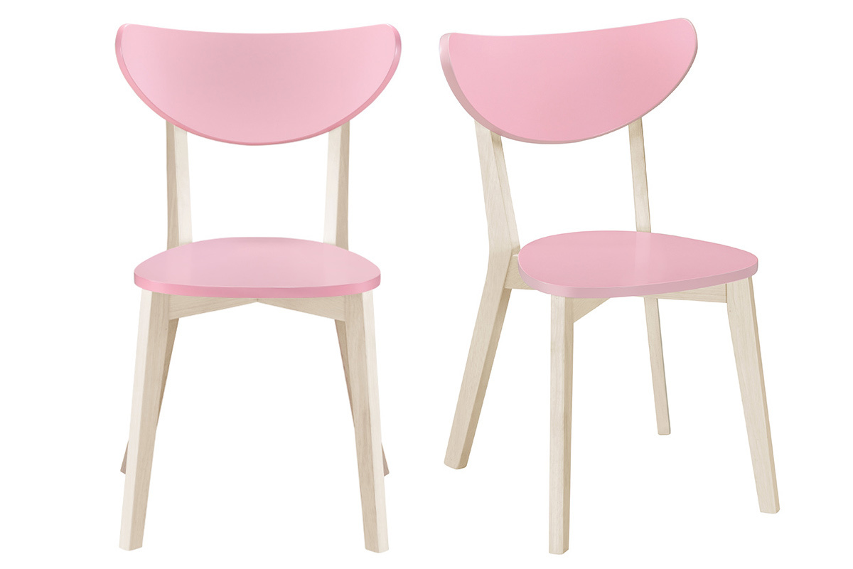 St�hle skandinavisch Rosa und helles Holz (2er-Set) LEENA