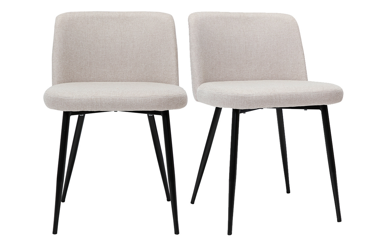 Sthle Stoff mit strukturiertem Samteffekt in Beige und schwarze Metallfe (2er-Set) MONTI