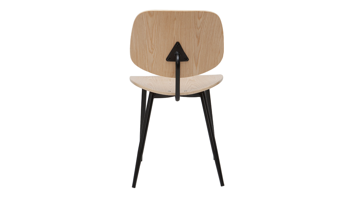 Stühle TOBIAS helles Holz und schwarzes Metall 2er-Set