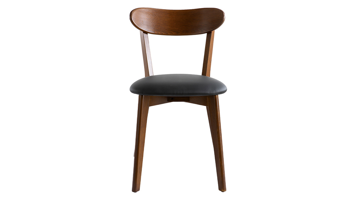 Stühle Vintage dunkles Holz und schwarze Sitzfläche (2er-Set) DOVE