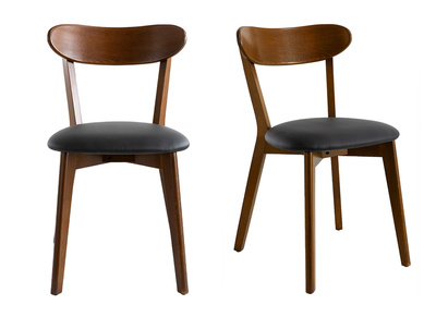 Stühle Vintage dunkles Holz und schwarze Sitzfläche (2er-Set) DOVE