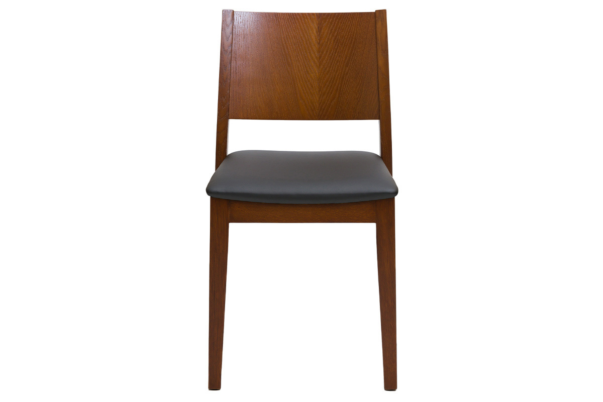 Sthle Walnussoptik und schwarze Sitzflche (2er-Set) MELVIL