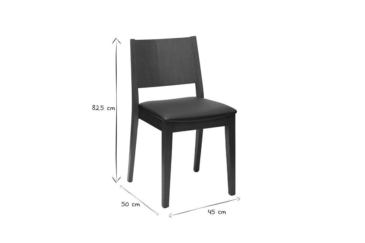 Sthle Walnussoptik und schwarze Sitzflche (2er-Set) MELVIL