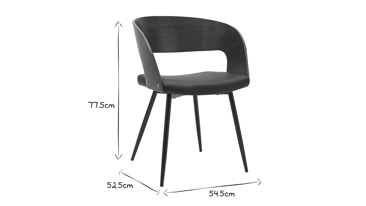 Stühle Walnussoptik und schwarze Sitzfläche (2er-Set) RIFF