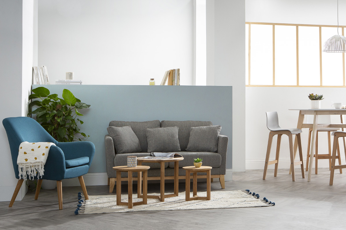 Teppich aus nat�rlicher Baumwolle und Bommeln 110x170cm TANVI