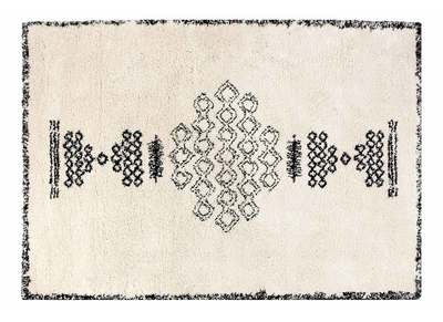 Teppich Berber-Style aus Wolle Schwarz und Wei&szlig; 160x230cm OYO