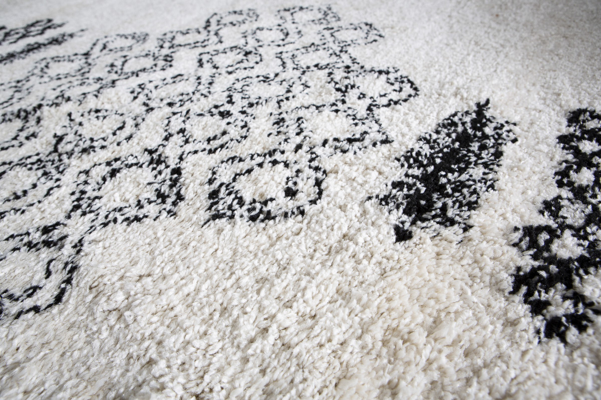 Teppich Berber-Style Schwarz und Wei� 160x230cm OYO