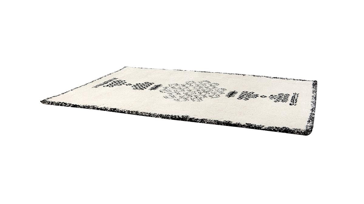 Teppich Berber-Style Schwarz und Wei 160x230cm OYO