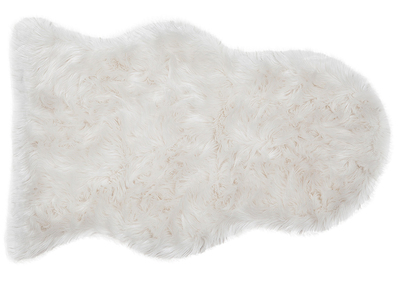 Teppich Bettvorleger in weißer Felloptik 60x90 cm MEGEVE
