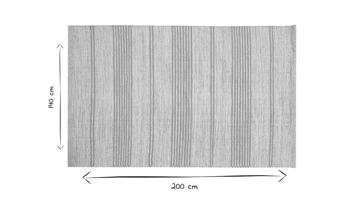 Teppich / Bettvorleger rechteckig beige mit gelben Streifen 140 x 200 cm CABOURG